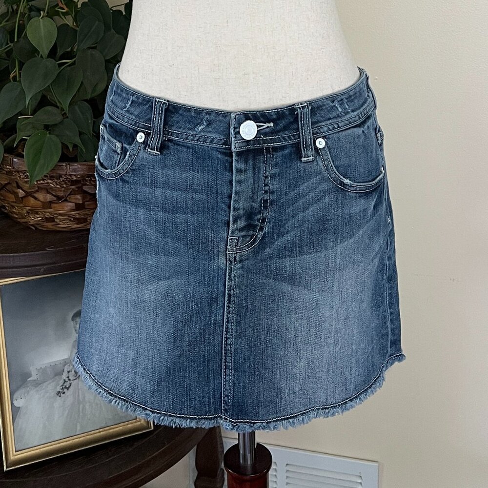 London Jean Denim Skirt White Button sz 4